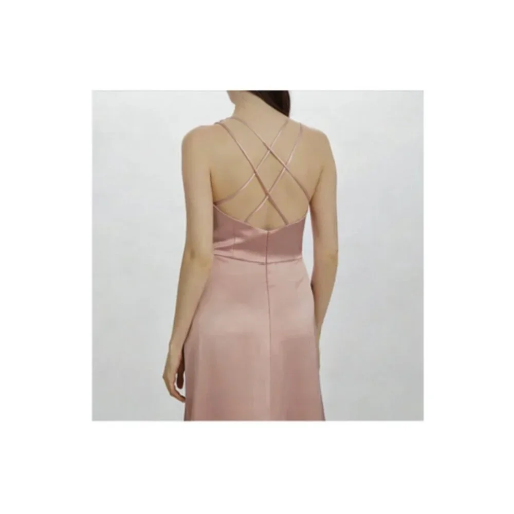 Wedding Guest Pink Satin Gown 8 Amsale Formal Bridesmaid Maxi - Picture 5 of 5